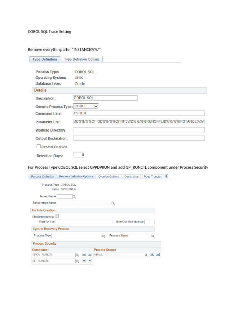 COBOL SQL Trace Setting | PDF