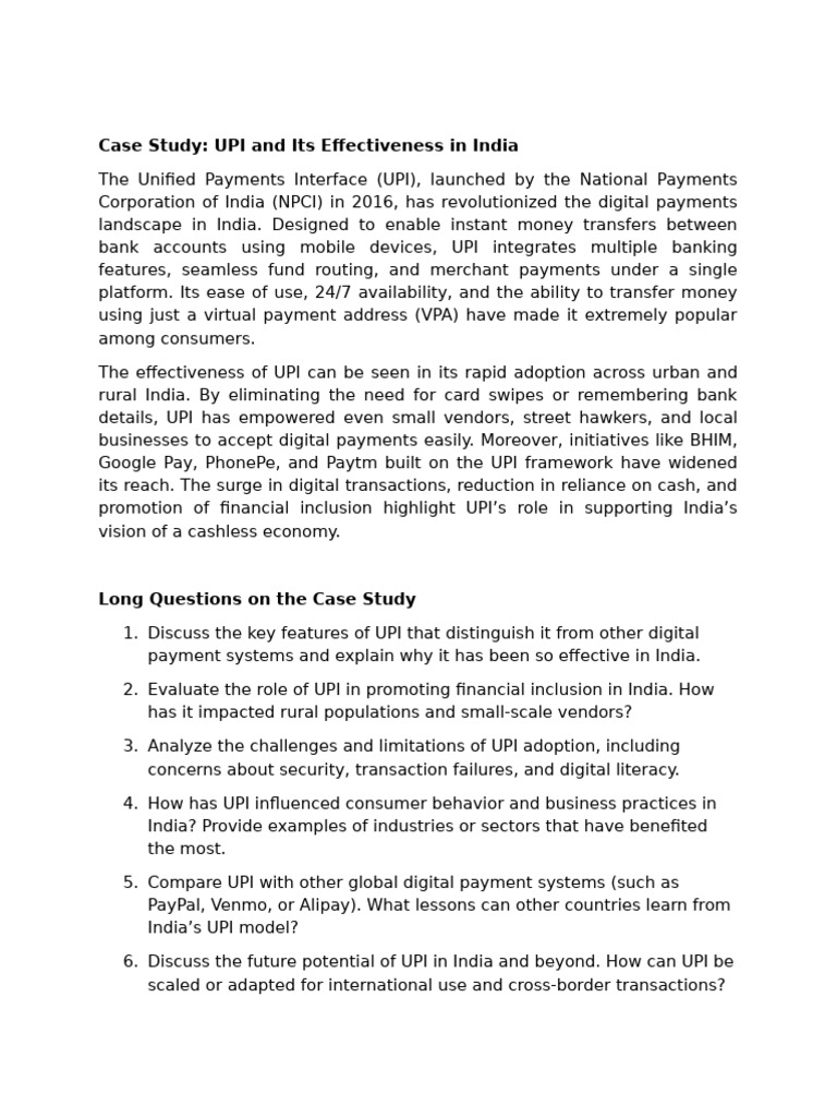 Case Study - UPI | PDF