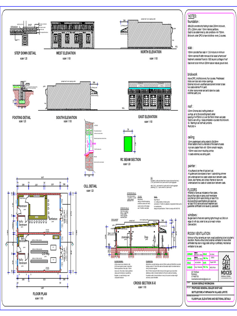 Proposed General Dealer Shop Plans | PDF | Concrete | Roof