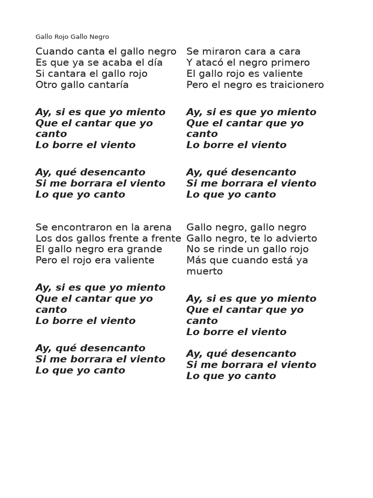 Gallo Rojo Gallo Negro | PDF