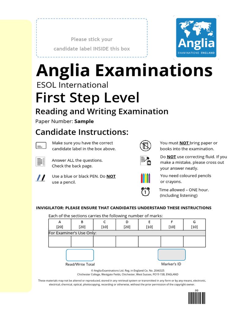 ESOL International Exam Instructions | PDF
