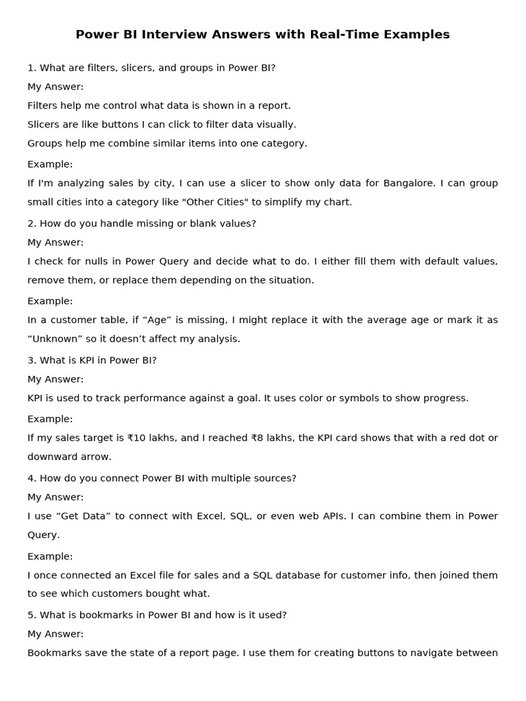 Power BI Interview Questions & Answers | PDF | Microsoft Excel | Data