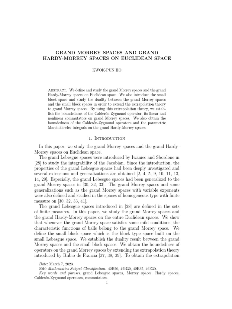Grand Morrey and Hardy-Morrey Spaces | PDF | Measure (Mathematics ...