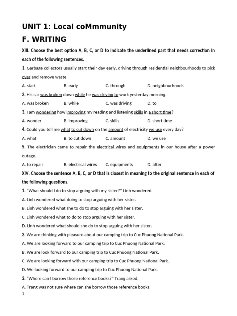 Grammar and Writing Exercises for ESL | PDF