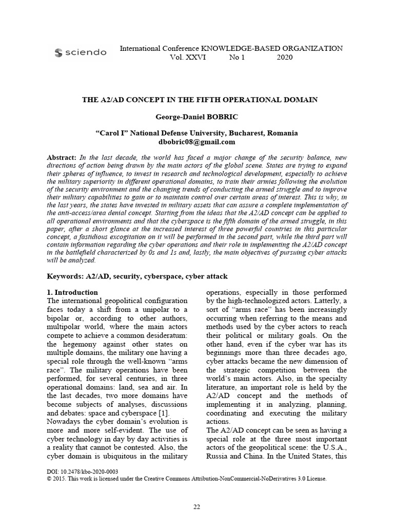 A2/AD Concept in Cyber Warfare Analysis | PDF | Cyberwarfare | Security