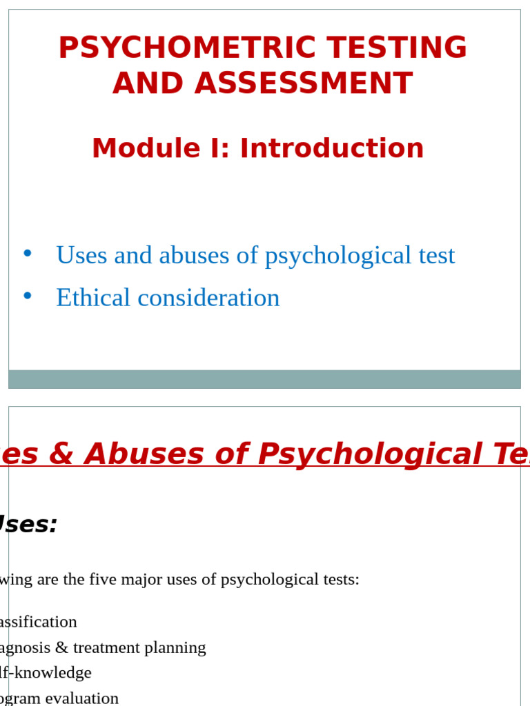Psychometric Testing: Uses and Ethics | PDF | Psychology | American ...