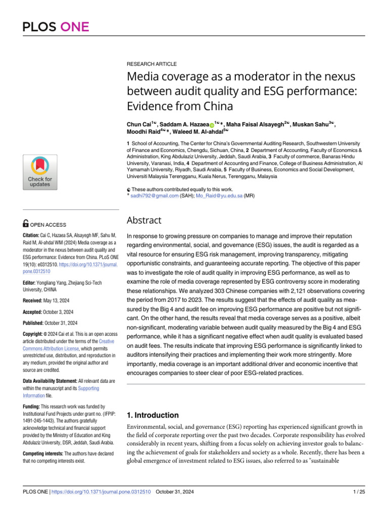 Media Coverage As A Moderator | PDF | Audit | Governance