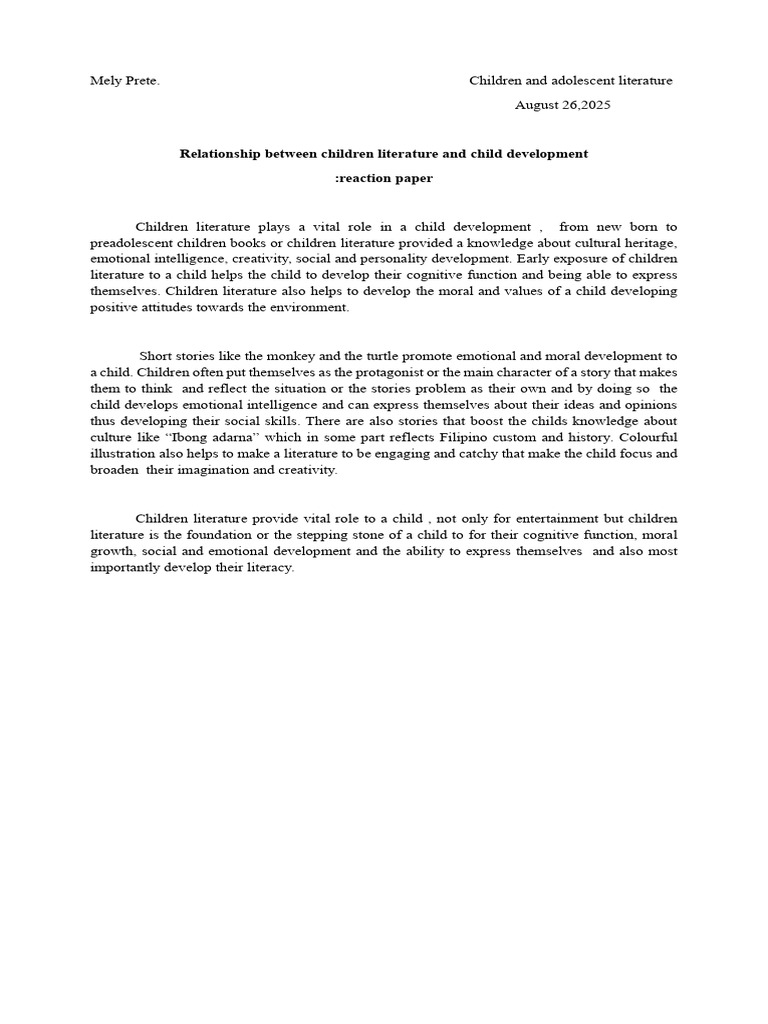 Impact of Children's Literature on Development | PDF