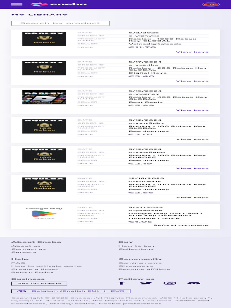 Roblox Robux Purchase History | PDF
