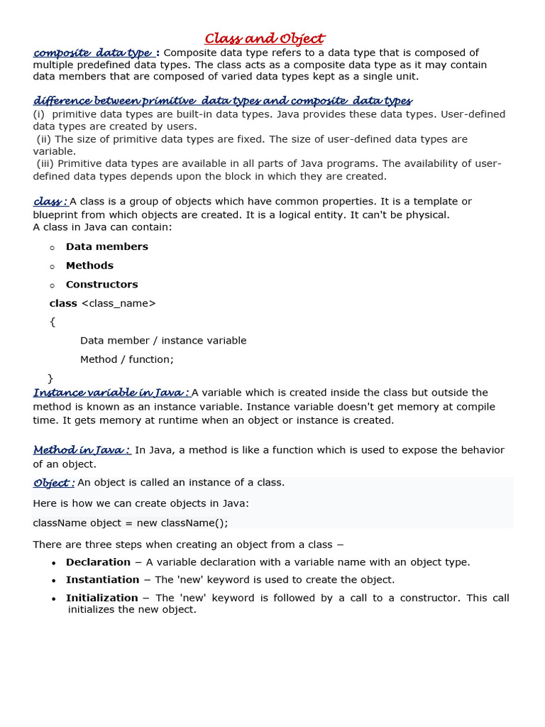 Understanding Classes and Objects in Java | PDF | Class (Computer ...