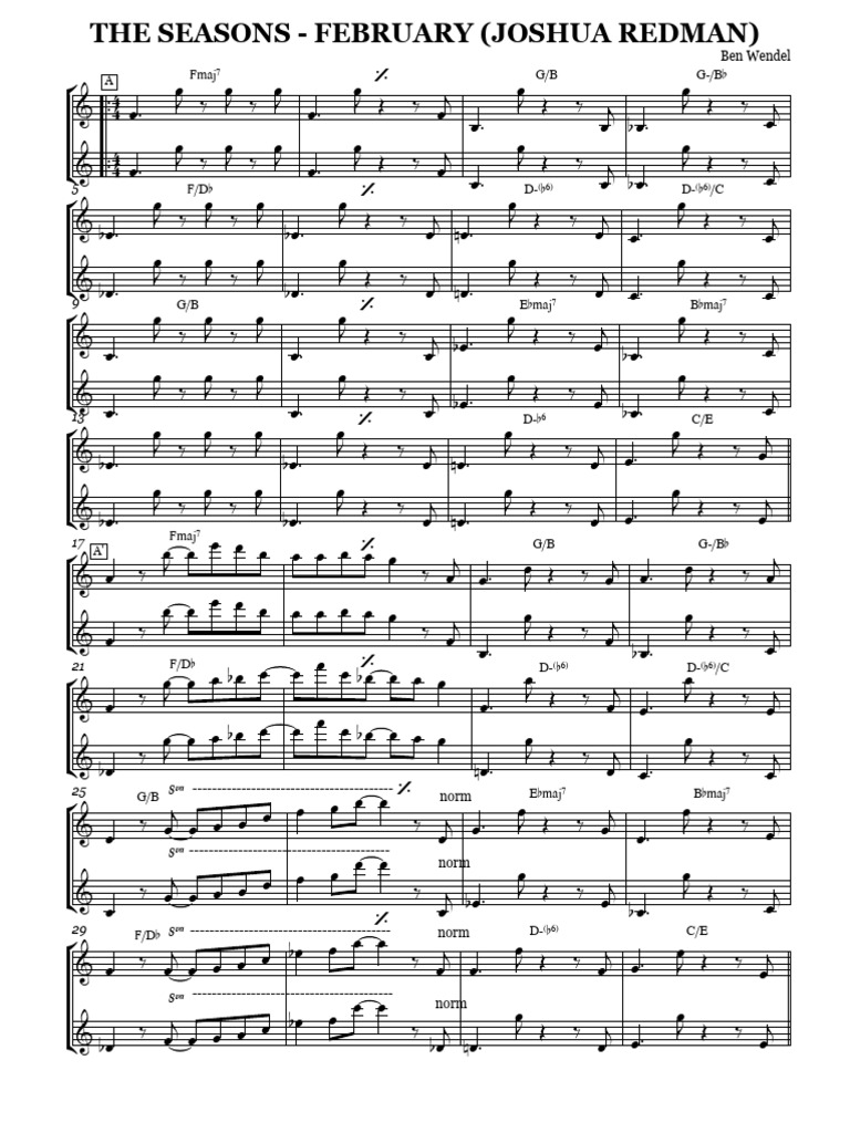 February Music Sheet - Joshua Redman | PDF