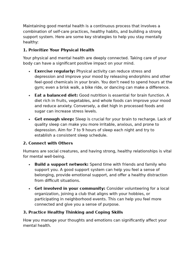 Strategies for Mental Health Wellness | PDF | Mood (Psychology ...