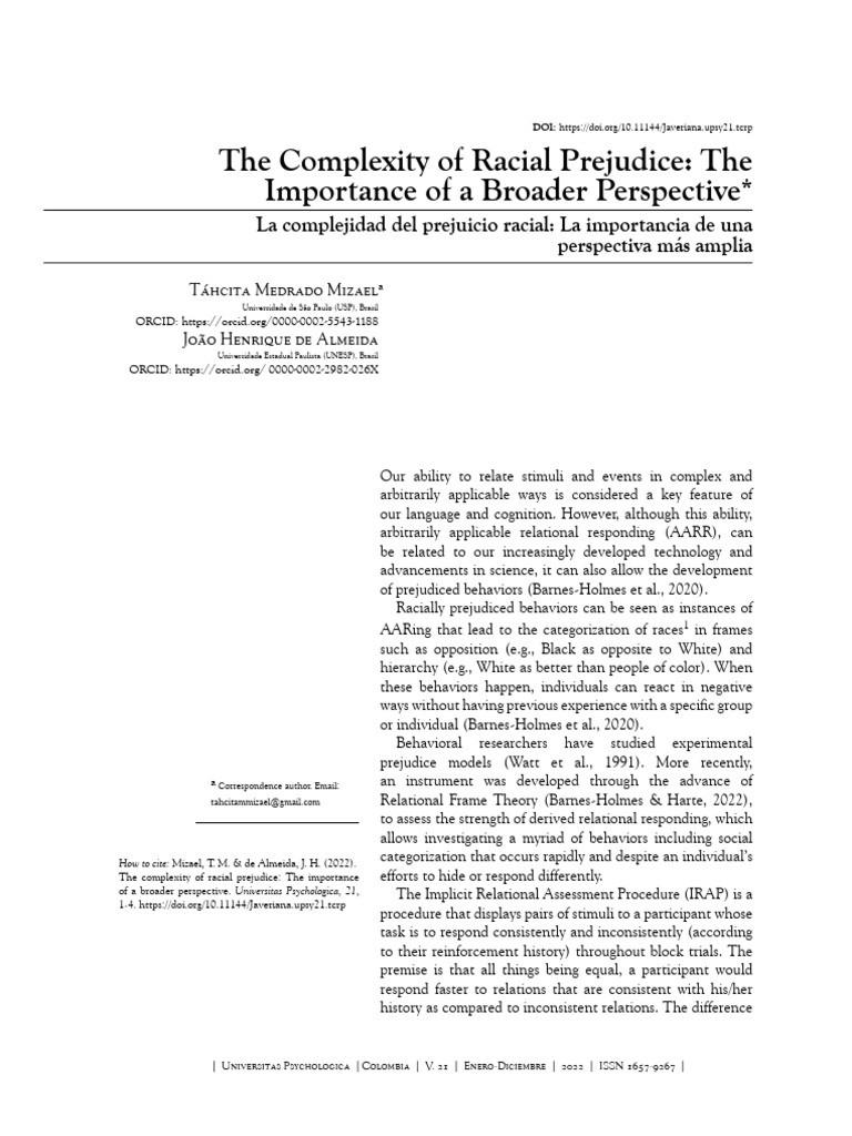 Racial Prejudice: A Broader Perspective | PDF | Psychology | Prejudices