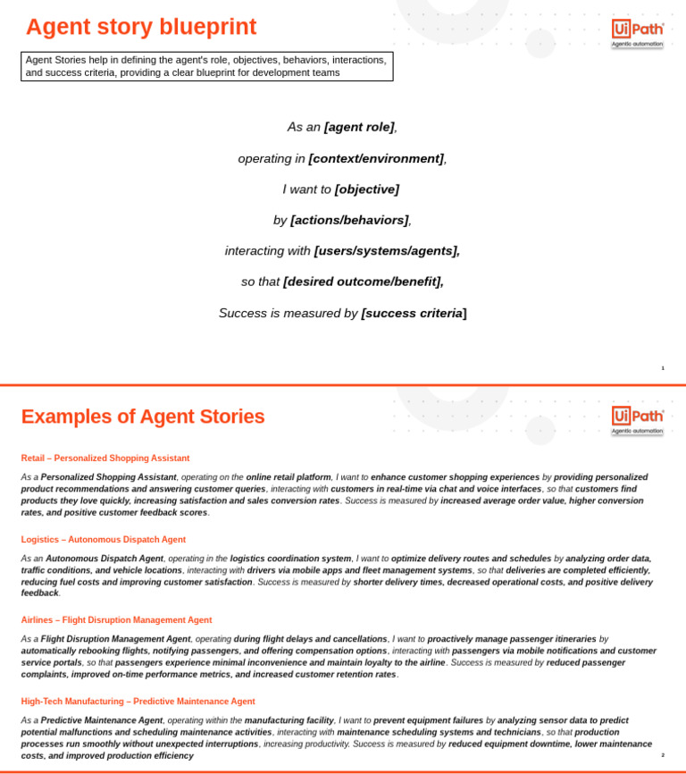Template - Agent Story Blueprint | PDF | Business