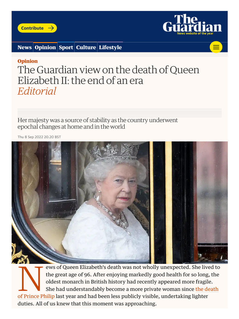 Guardian View: Queen Elizabeth II's Legacy | PDF | Elizabeth Ii | Monarchy