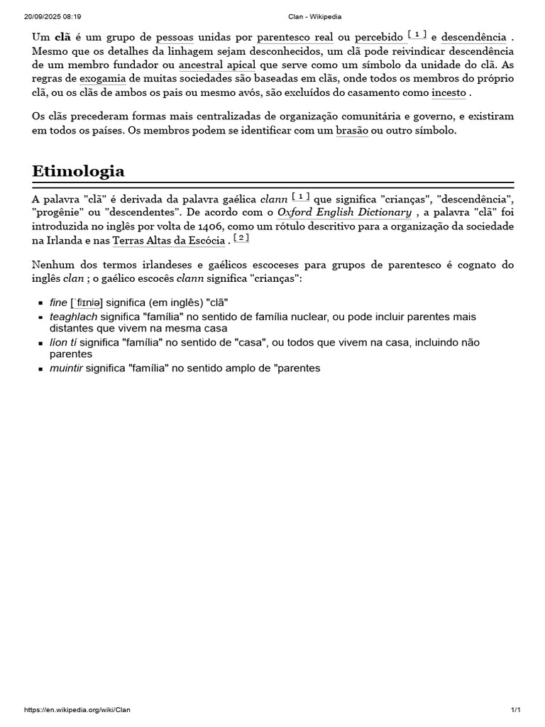 Significado de Clã e Sua Etimologia | PDF
