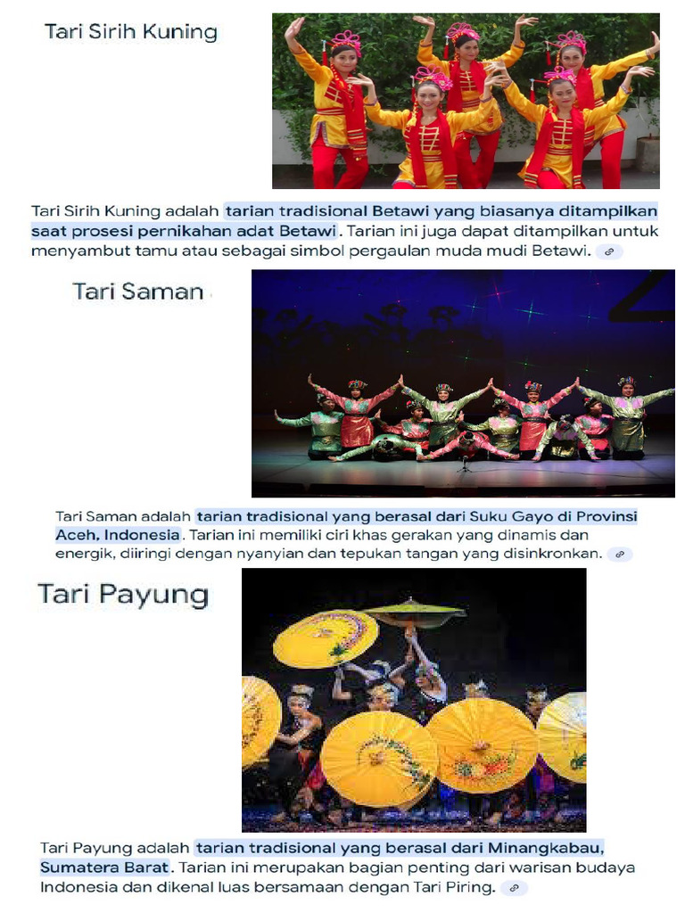Tari Payung, Sirih Kuning, Saman | PDF