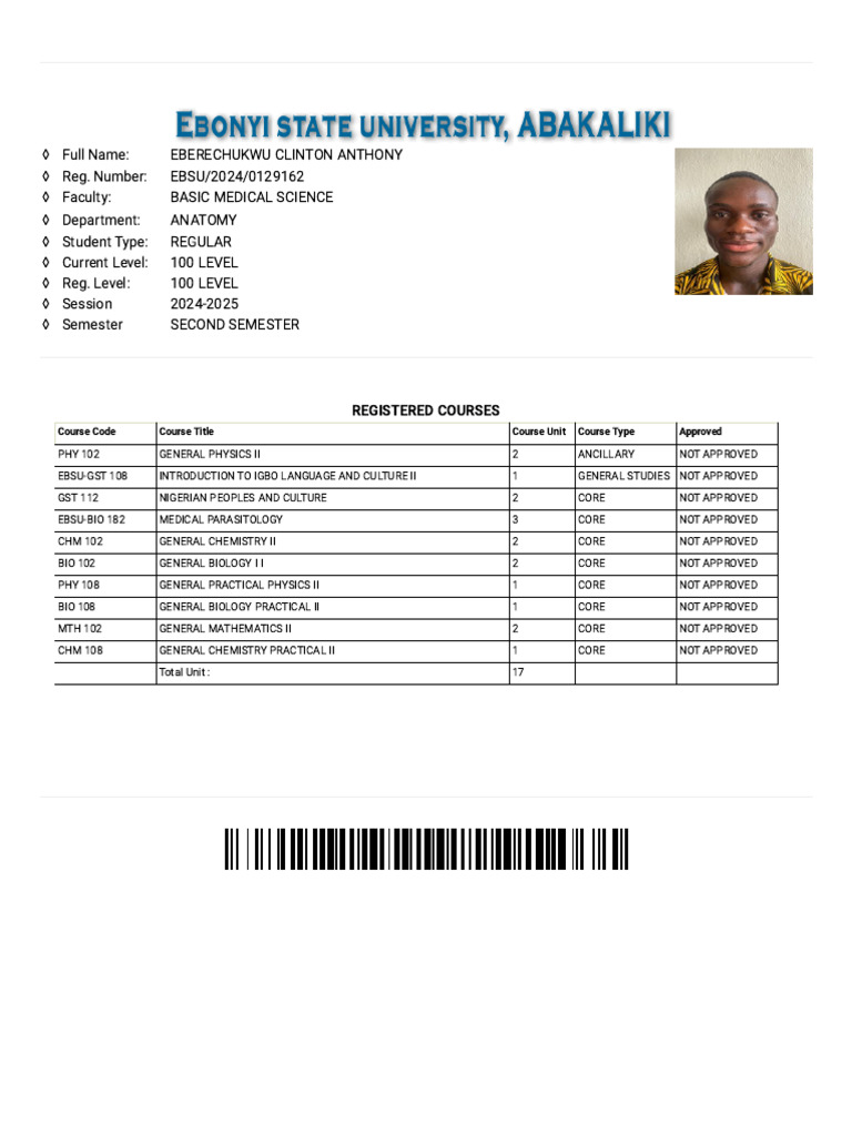 100 Level Science Course Registration | PDF