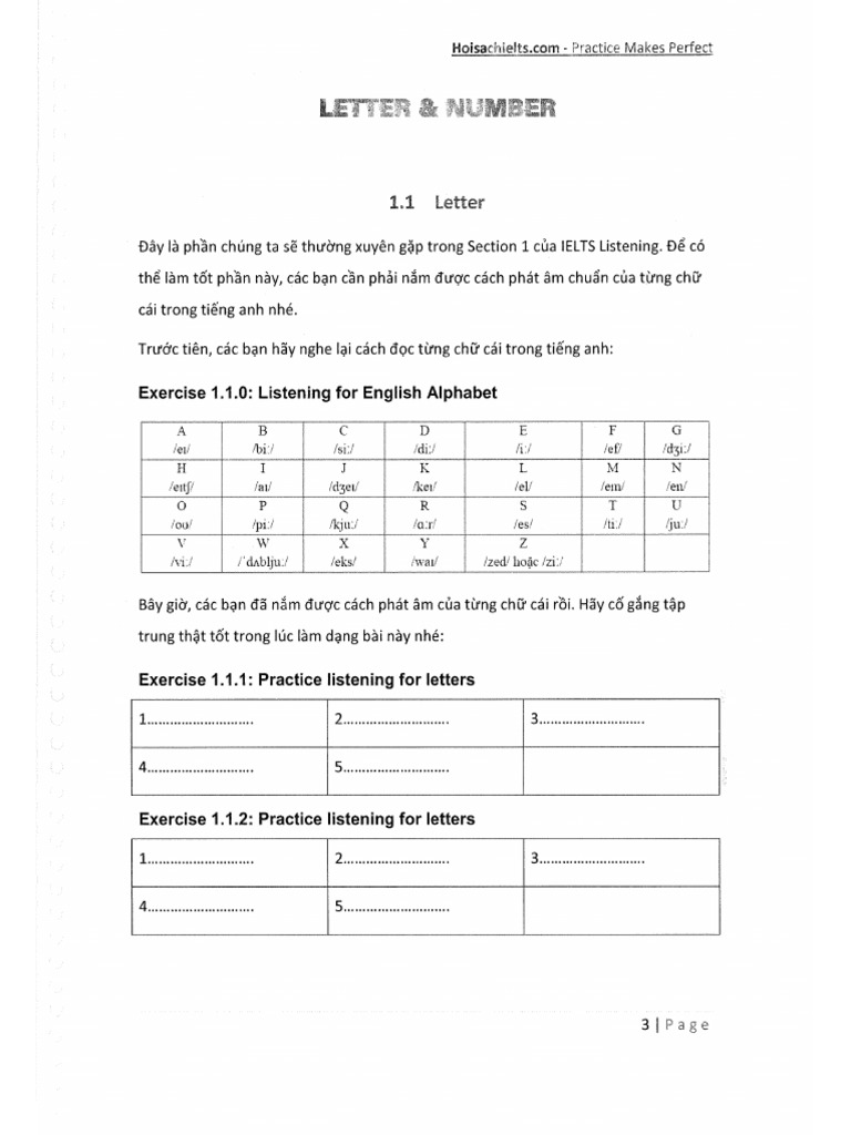 Letters&Numbers IELTS Listening | PDF