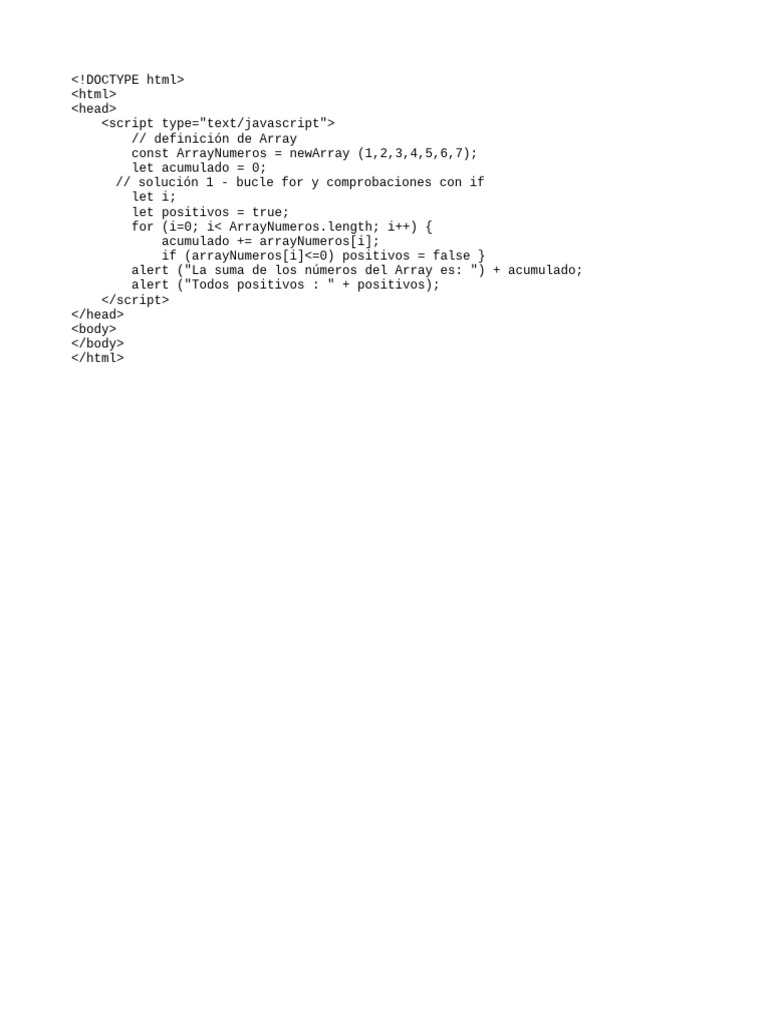 Suma y verificación de array en JavaScript | PDF