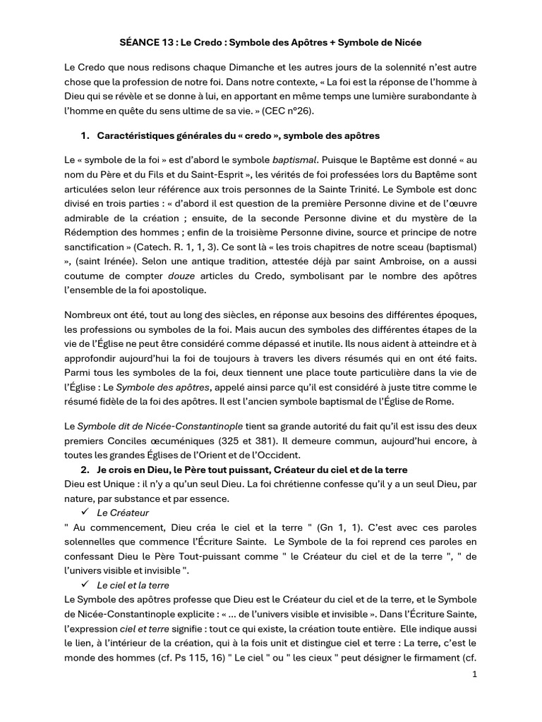 Credo de Nicée-Constantinople expliqué | PDF | Jésus | Résurrection de ...