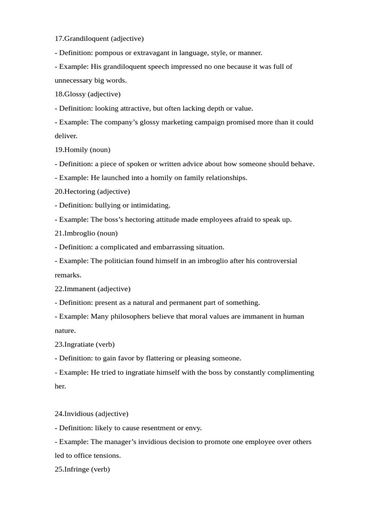 Vocabulary Definitions and Examples | PDF