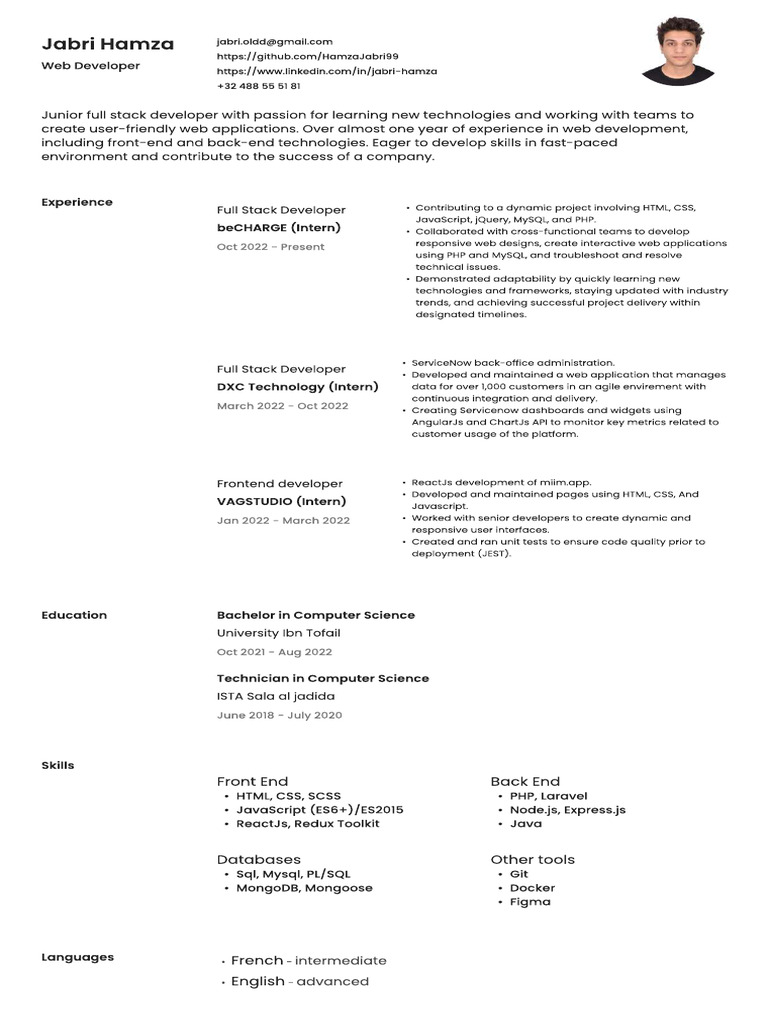 Junior Full Stack Developer Profile | PDF | Web Application | Web ...