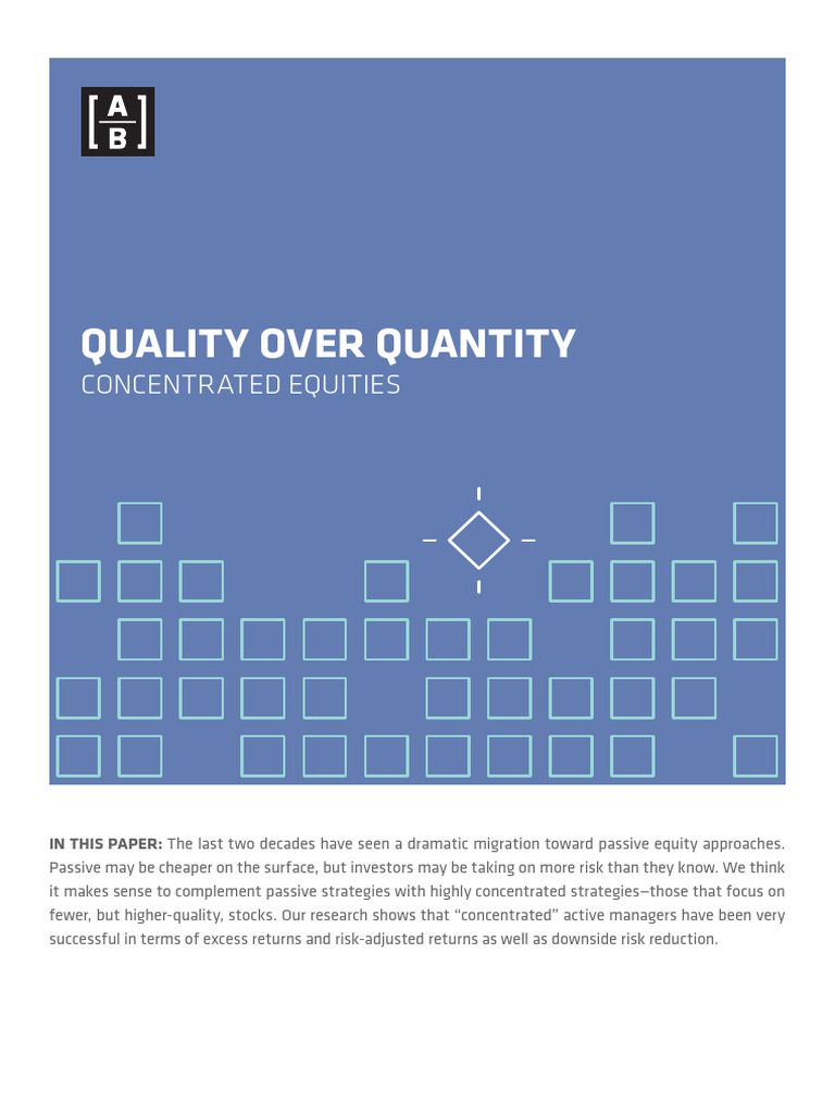 Quality Over Quantity Institutional | PDF | Sharpe Ratio | Investing