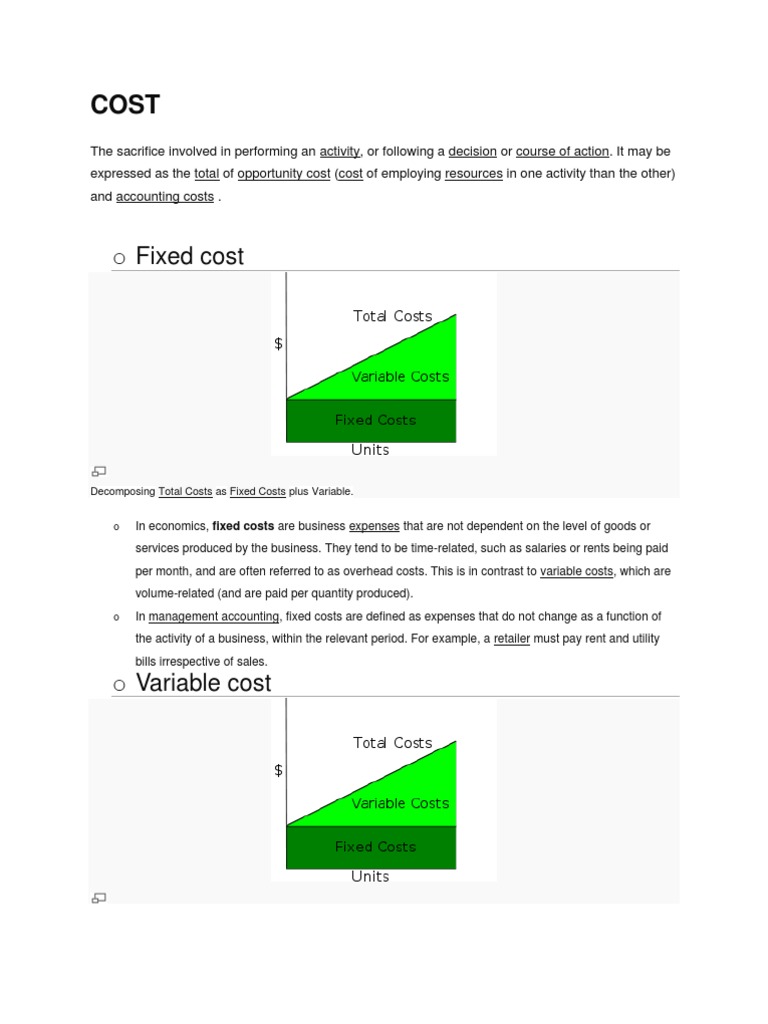 O Fixed Cost Total Costs As Fixed Costs Plus Variable