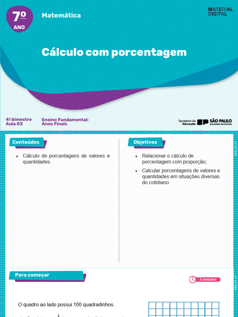 Cálculo de Porcentagens e Frações | PDF | Percentagem | Matemática