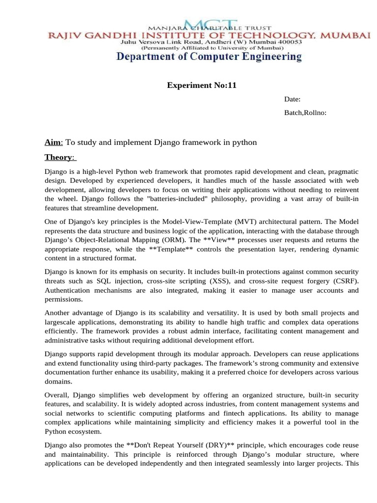 Django Framework Implementation Guide | PDF | Databases | Computer ...