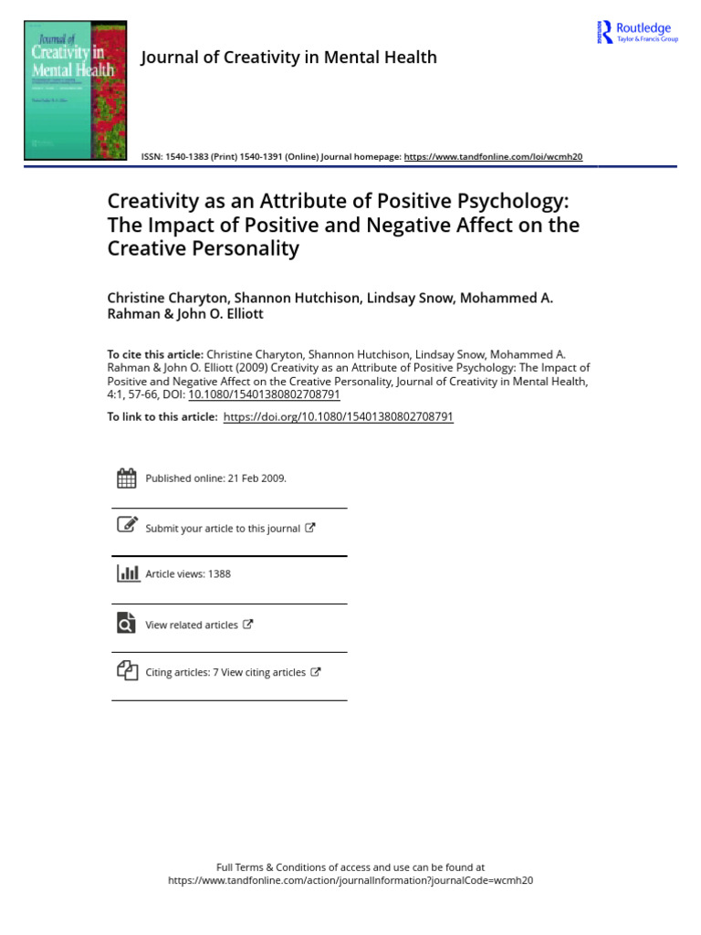 Creativity and Affects in Psychology | PDF | Creativity | Affect ...