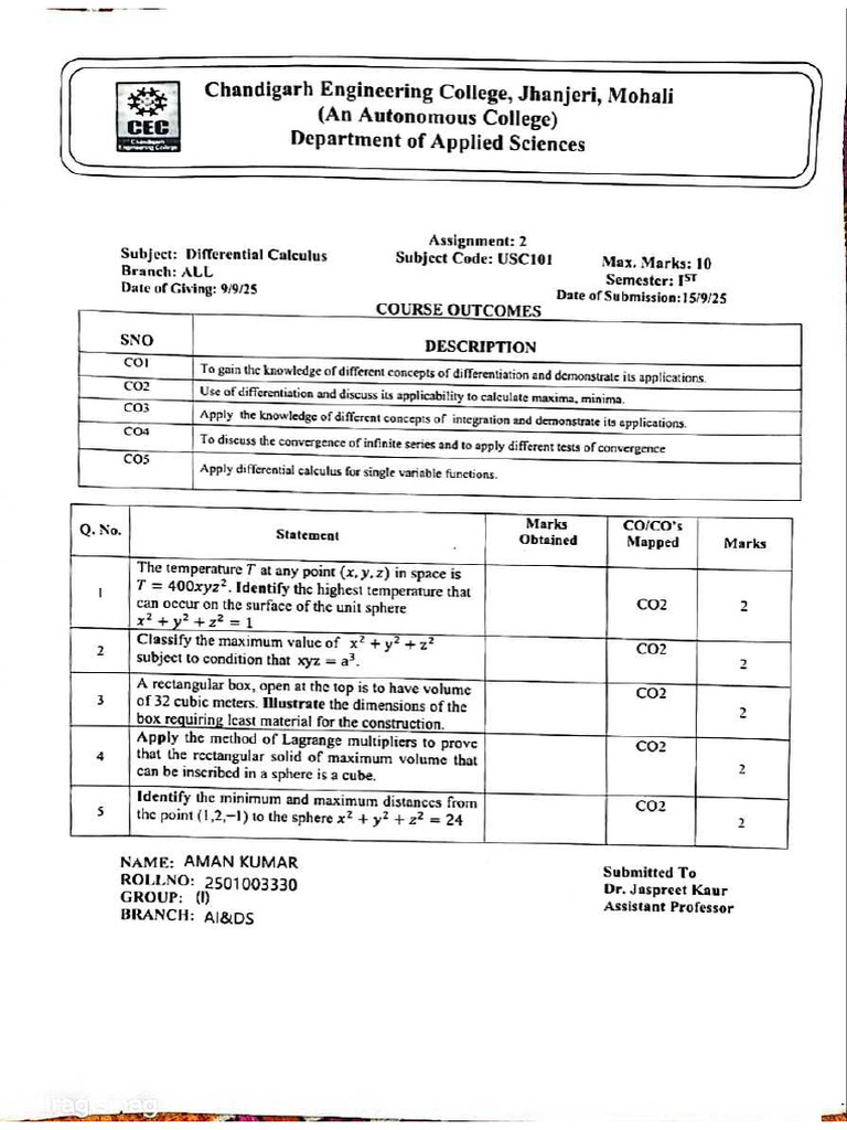Math Assignment 2 | PDF