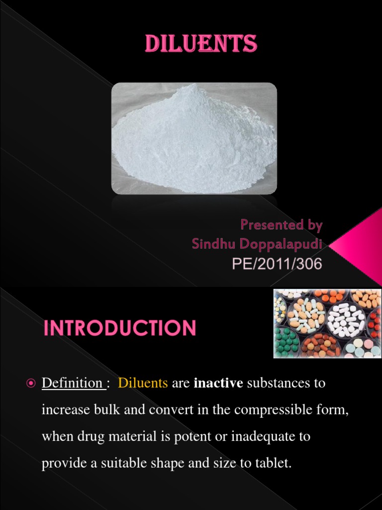 Understanding Diluents in Pharmacy | PDF | Tablet (Pharmacy) | Chemistry