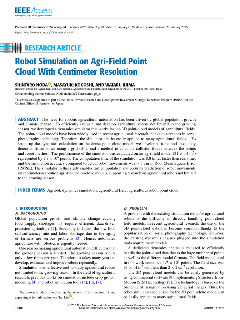 Robot Simulation On Agri-Field Point Cloud With Centimeter Resolution ...