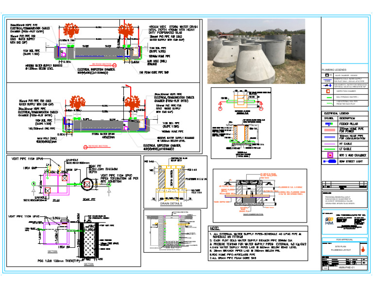 9M Road Section and Plumbing Layout Plan | PDF | Mechanical Engineering ...