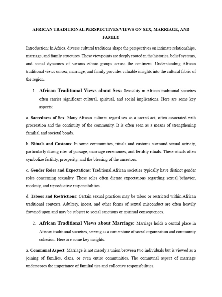 African Views on Sex and Marriage | PDF | Family | Marriage