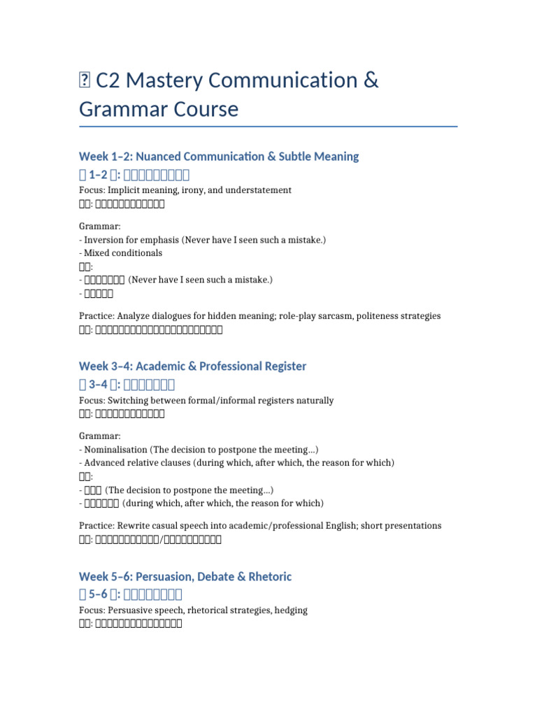 C2 Mastery: Advanced Communication Skills | PDF | Ellipsis | Idiom