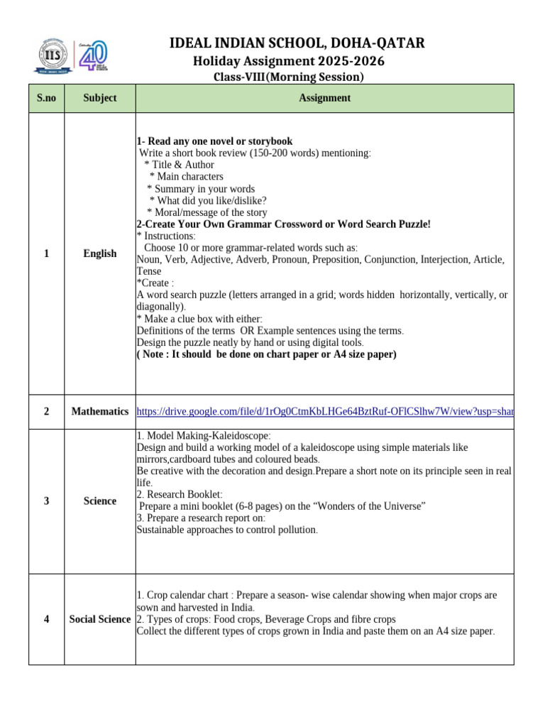 Class 8 (MS Holiday Assignment) | PDF | Word | Word Search