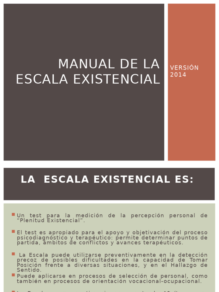 Escala Existencial Versión 2014 | PDF | Percepción | Sicología
