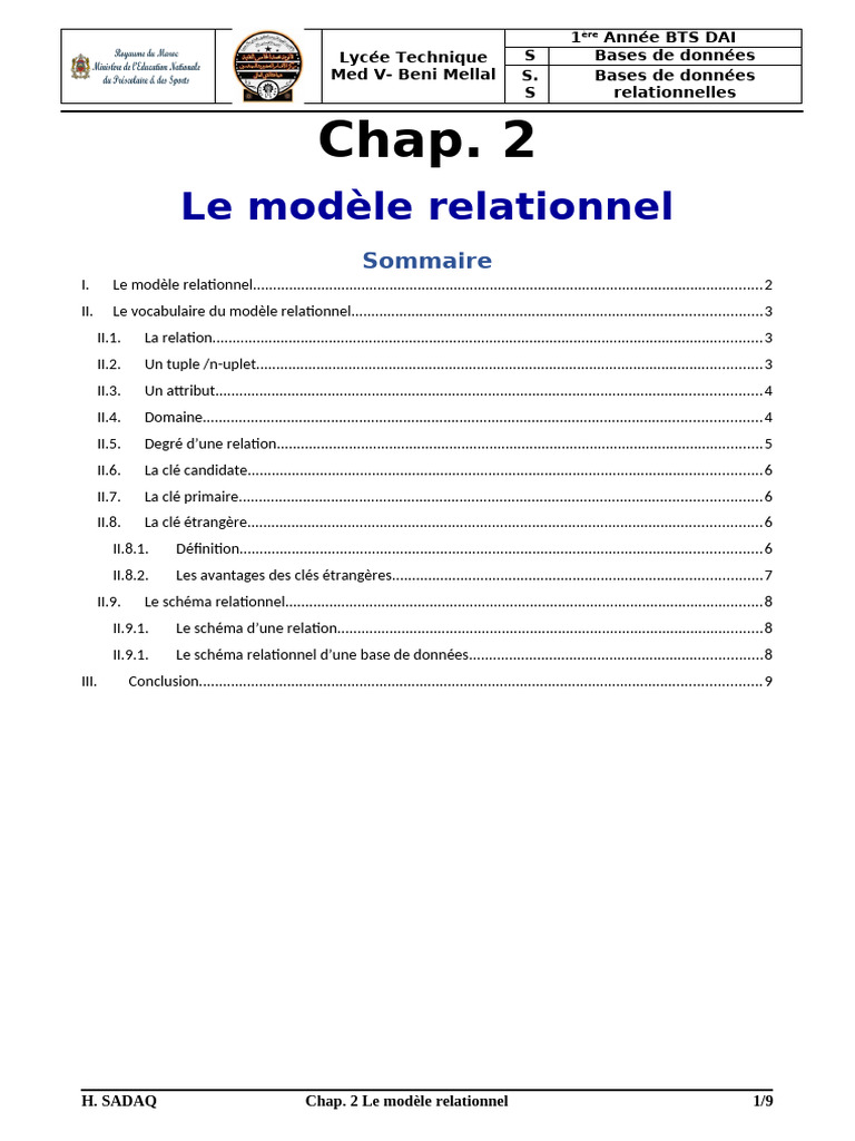 Modèle Relationnel en Bases de Données | PDF | Modèle relationnel ...