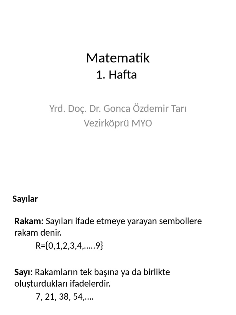 Mat 1 Hafta | PDF