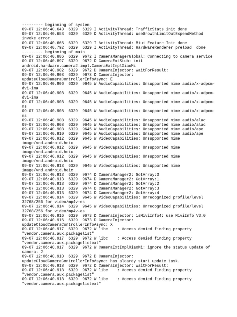 Camera Service Initialization Logs | PDF | Computing