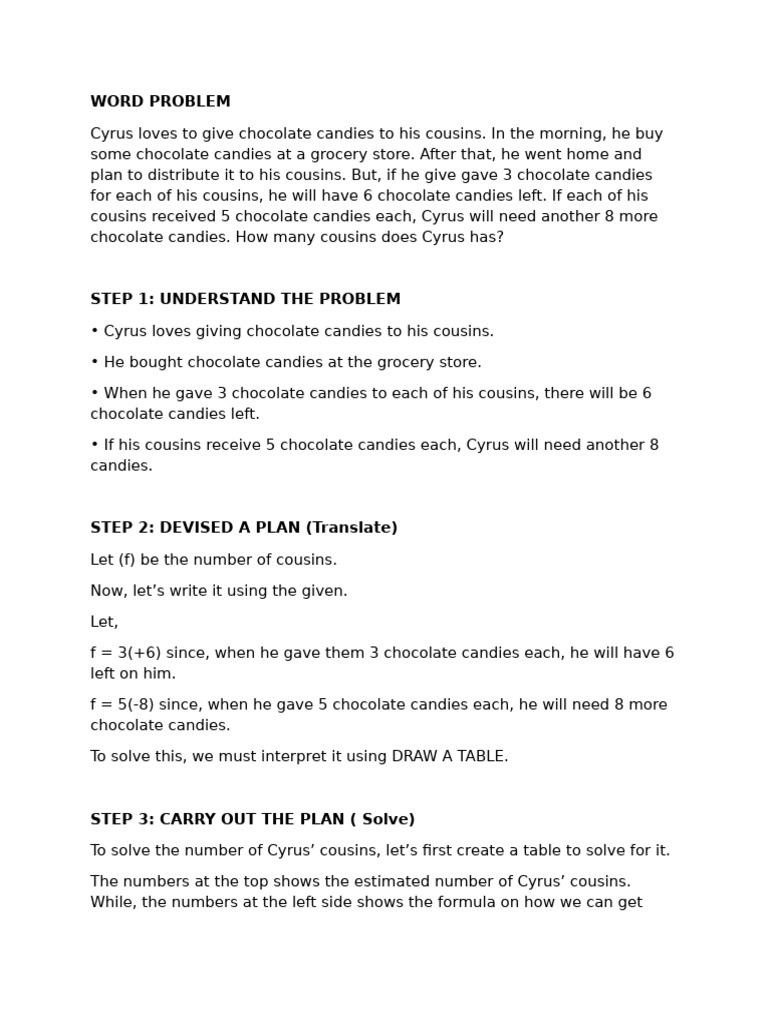 Cyrus' Chocolate Candy Distribution Problem | PDF