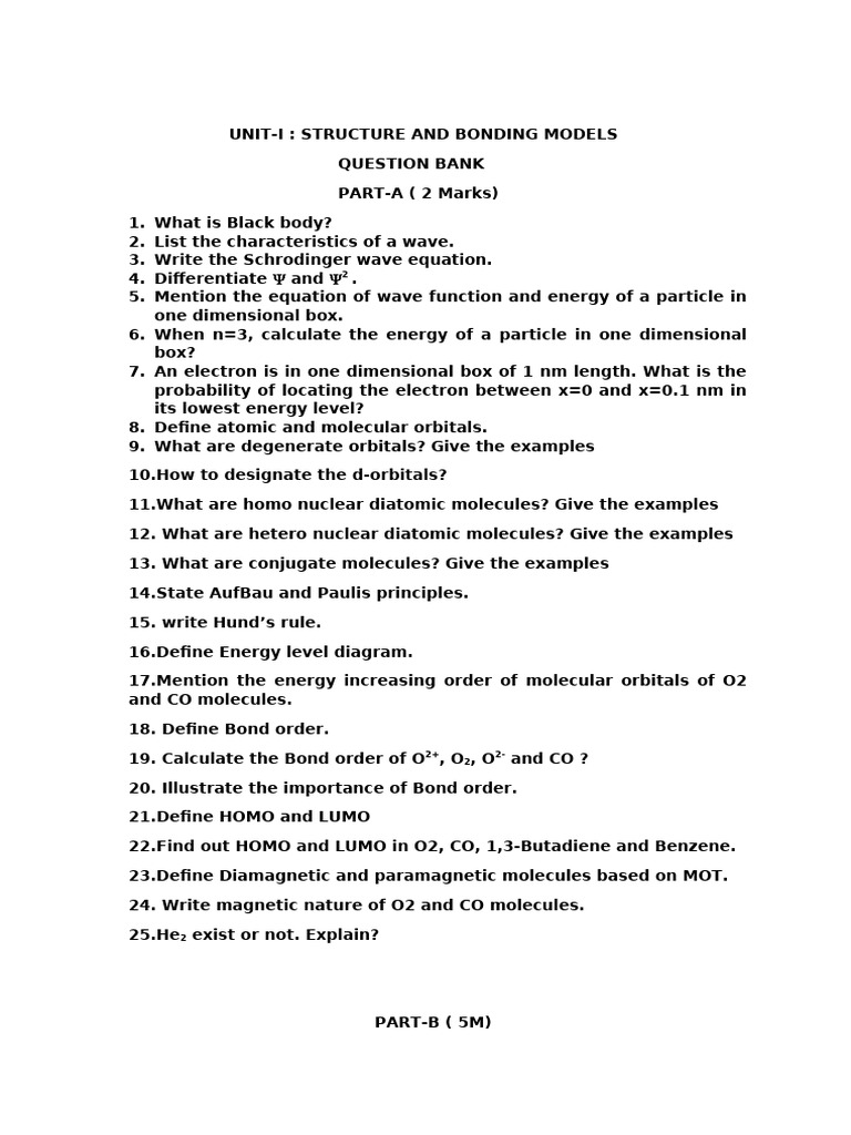 Structure and Bonding Models Q&A | PDF
