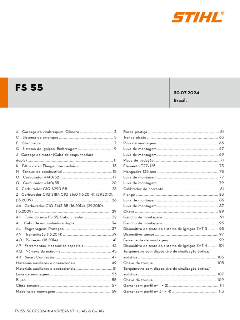 Catálogo de Peças FS 55 STIHL | PDF | Peças de veículos | Engenharia ...