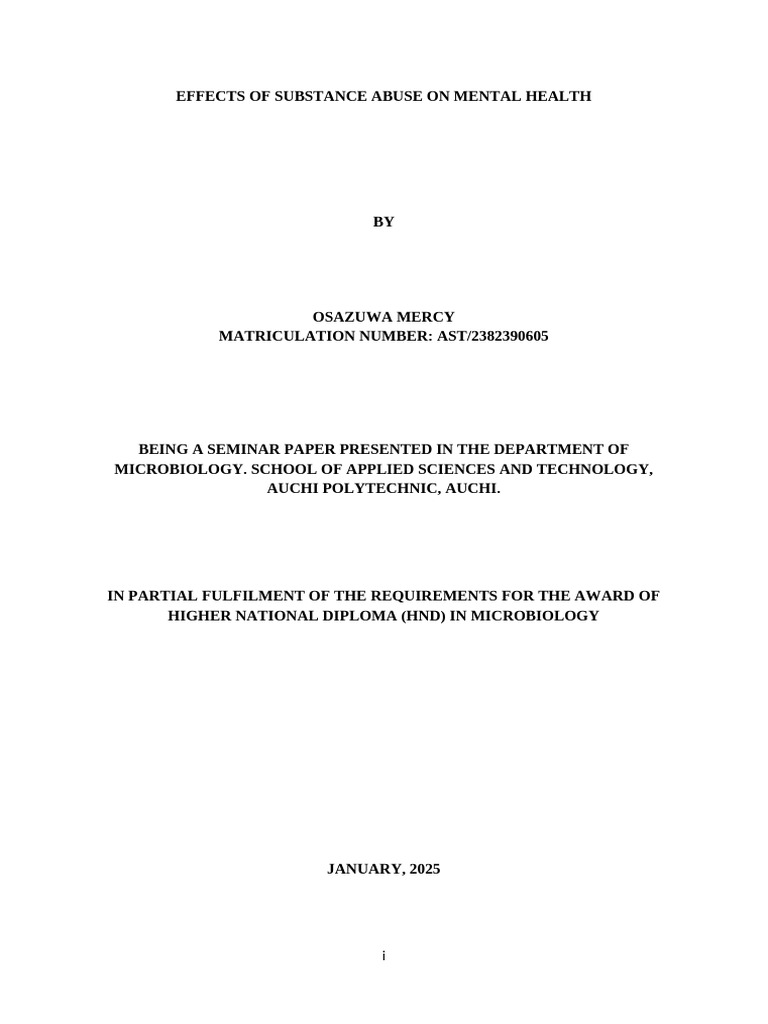 Substance Abuse and Mental Health Effects | PDF | Substance Abuse ...