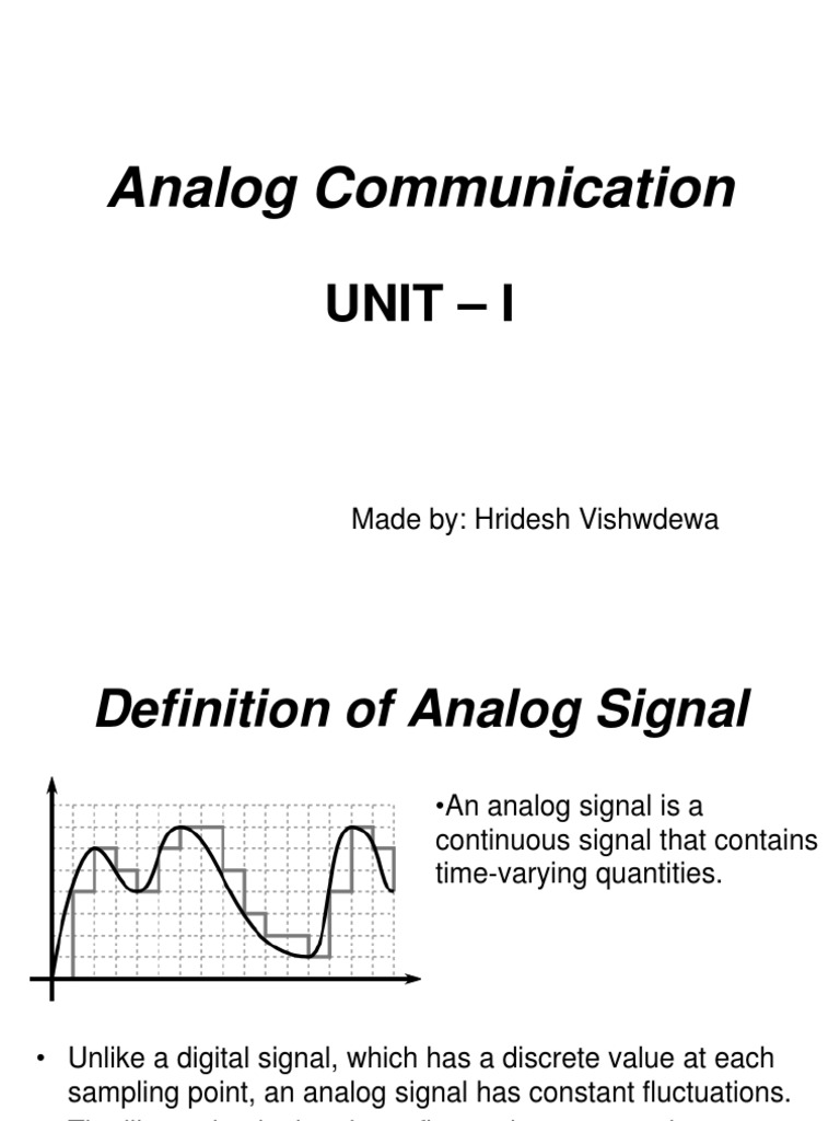 Definition of Analog Signal Transmission Medium Signal (Electrical
