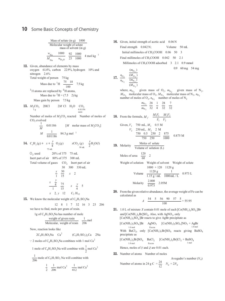 Chemistry Calculations and Concepts Guide | PDF | Mole (Unit) | Molecules