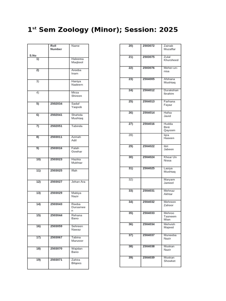 Minor 1t Sem 2025 | PDF